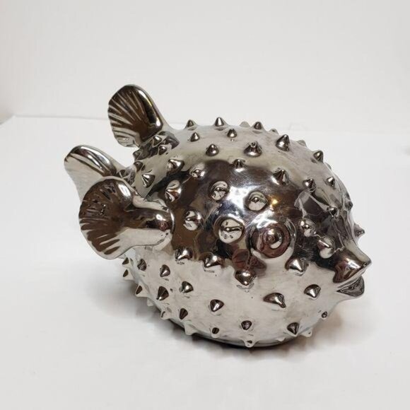 Silver Elephant & Puffer Fish Figurines Decorative Set - Picture 4 of 12